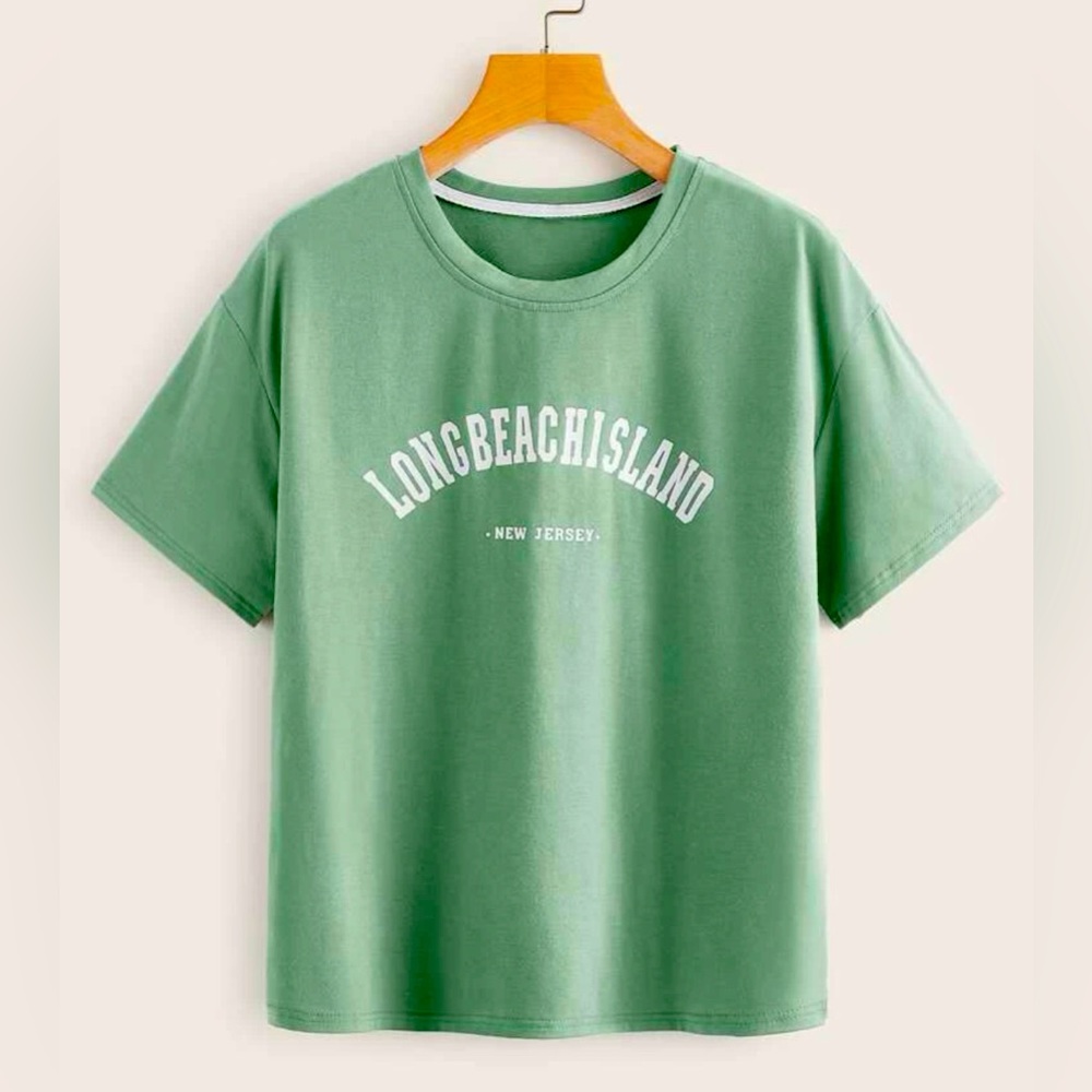 green Romwe “Long Beach Island” shirt